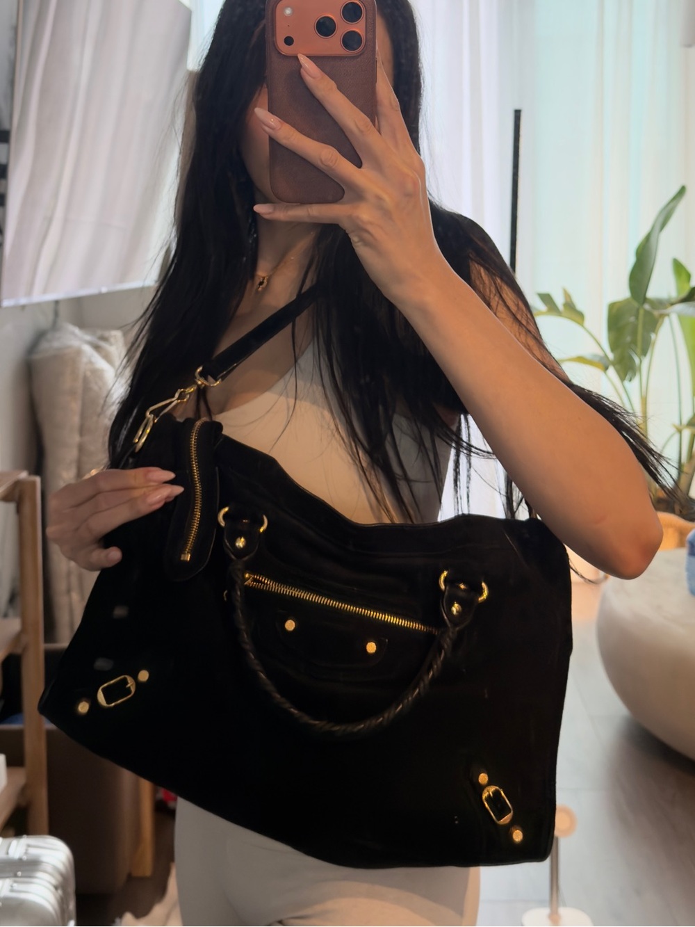 Authentic Balenciaga Black Suede CITY Bag with Gold Hardware - Picture 10 of 12